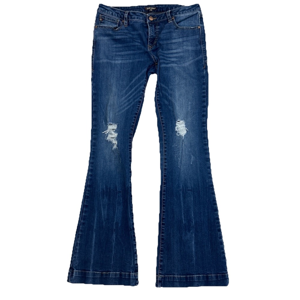 Dear John Jeans Rosie‎ Flare Low Rise Stretch Distressed Denim Rodeo Festival 29